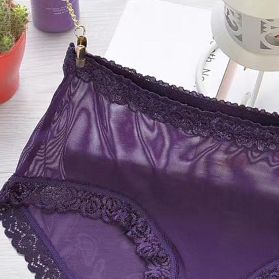 Sexiga Underkläder för Kvinnor Mellanhöga Genomskinliga Nät Trosor Damer Sömlösa Blommiga Spetskantade Trosor