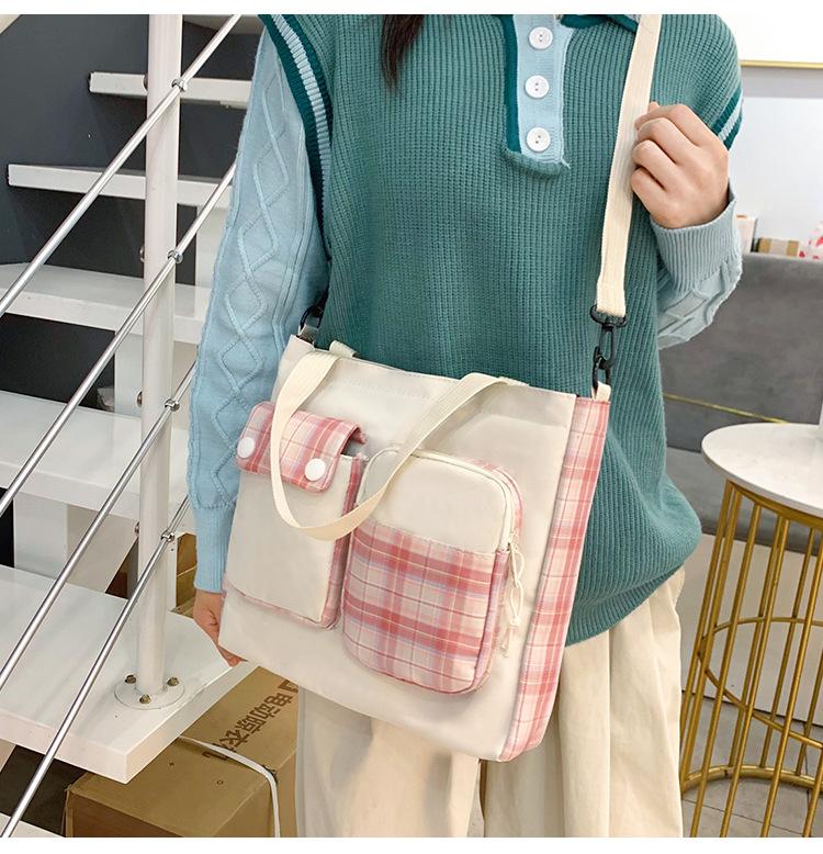 Five-piece Bag Girl Student Plaid Backpack For Junior High School Students