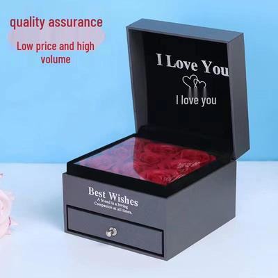 Caja de Regalo de Joyería con 9 Rosas y Cajón - Empaque de Collar de Flor Preservada y Jabón de Rosa