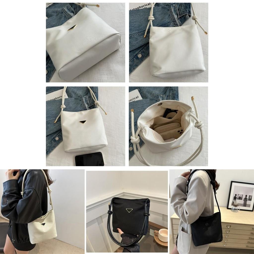 Stylish Large Capacity Solid Color Casual Nylon Shoulder Bag For Everyday Use