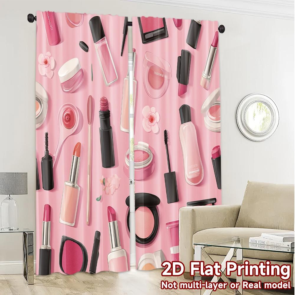 2D Flat Printing  JIT 2pcs   Curtains (Without Rod) Cosmetic Bliss Popular Curtain Cloth Polyester Easy Install Curtains Gifts Use