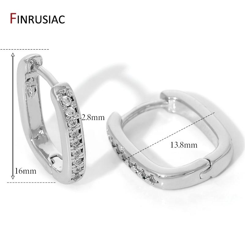 

Fashion Women Hoop Earrings 18K Gold Plated Brass Zircon U Shape Huggies Earrings For Party Jewelry Accessories Gift 1 Pair