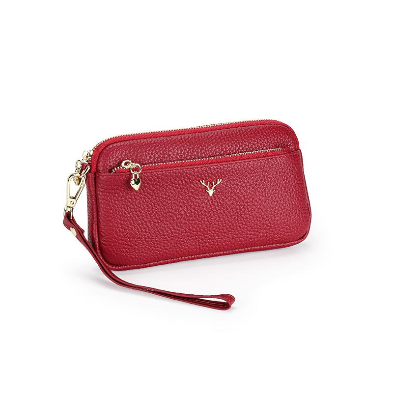 Leather clutch bag women 2025 new cowhide long wallet mother handbag soft leather change bag versatile mobile phone bag