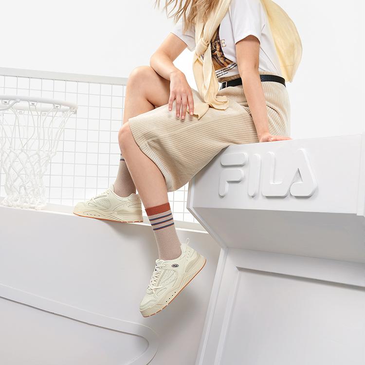 FILA Slam 22 Fabric Synthetic Leather Comfortable Durable Lightweight Low-Top Sneakers Women sneakers Off-White F12W231217FAW