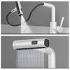 Weißes Badezimmer Waschbecken Armatur Waschbecken Armatur Ausziehbar Wasserfall Strahl 3-Wege-Sprüher Warm Kalt Wasser Waschbecken Mischbatterie Waschhahn