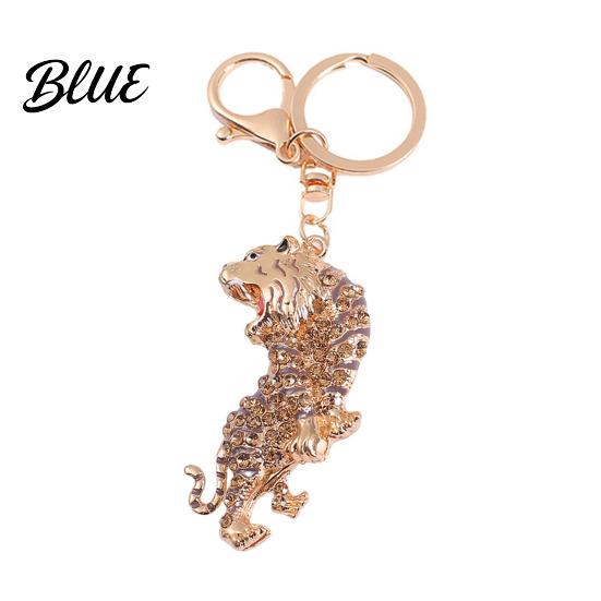 Multi-functional Keychain Pendant Sparkling Rhinestones Zodiac Tiger Shape Charm Key