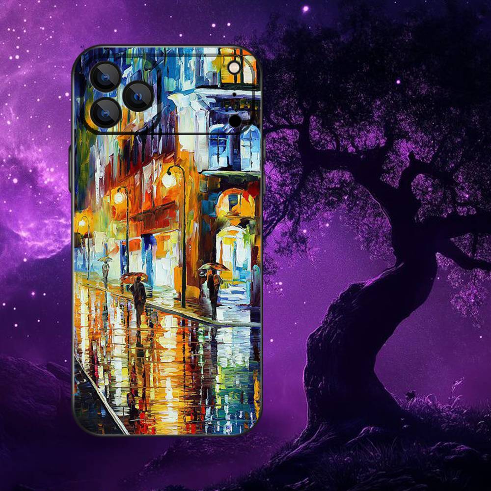 

L-Leonid A-Afremov Oil Painting Phone Case For iPhone 17,16,15,14,13,12,Pro,Max,Plus,E,SE4,Air,Mini Black Soft Box iPhone15plus