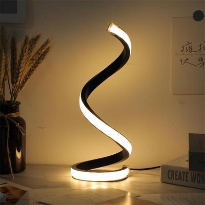 Moderne LED-Spiral-Tischleuchte mit drei Dimmstufen, USB-Ein-/Ausschalter, dekorative Tischleuchte für Schlafzimmer (1 Stück)