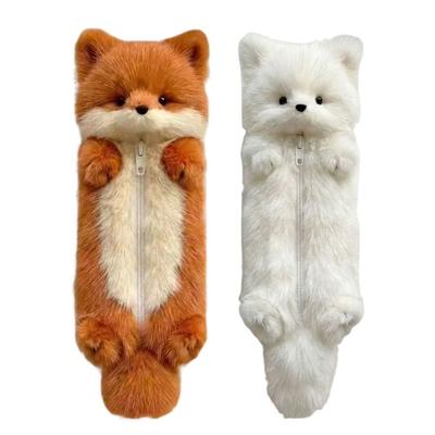 Fox Shape Pencil Case Zipper Closure Stationery Storage Bag Cartoon Stationery Pouch  School Office