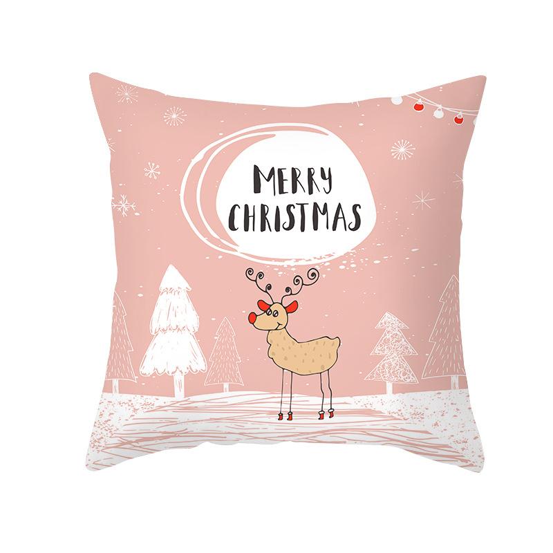 Christmas Pillow Case Wish Cartoon Print Peach Skin Christmas Pillow Home Sofa Cushion
