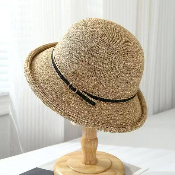 High-end straw hat women s summer Japanese thin fisherman s visor women s sunscreen hat fashionable dome sun hat straw hat M（55-58cm）