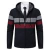 Men's Hooded Sweater Cardigan Sweater New Hooded Color Block Large Size Cardigan Sweater