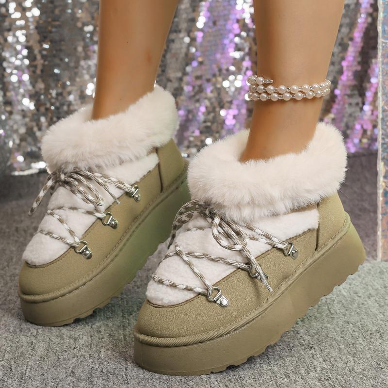 Fashion Platform Snow New Thickened 2025 Warm Boots Women's Cotton Shoes Winter Booties