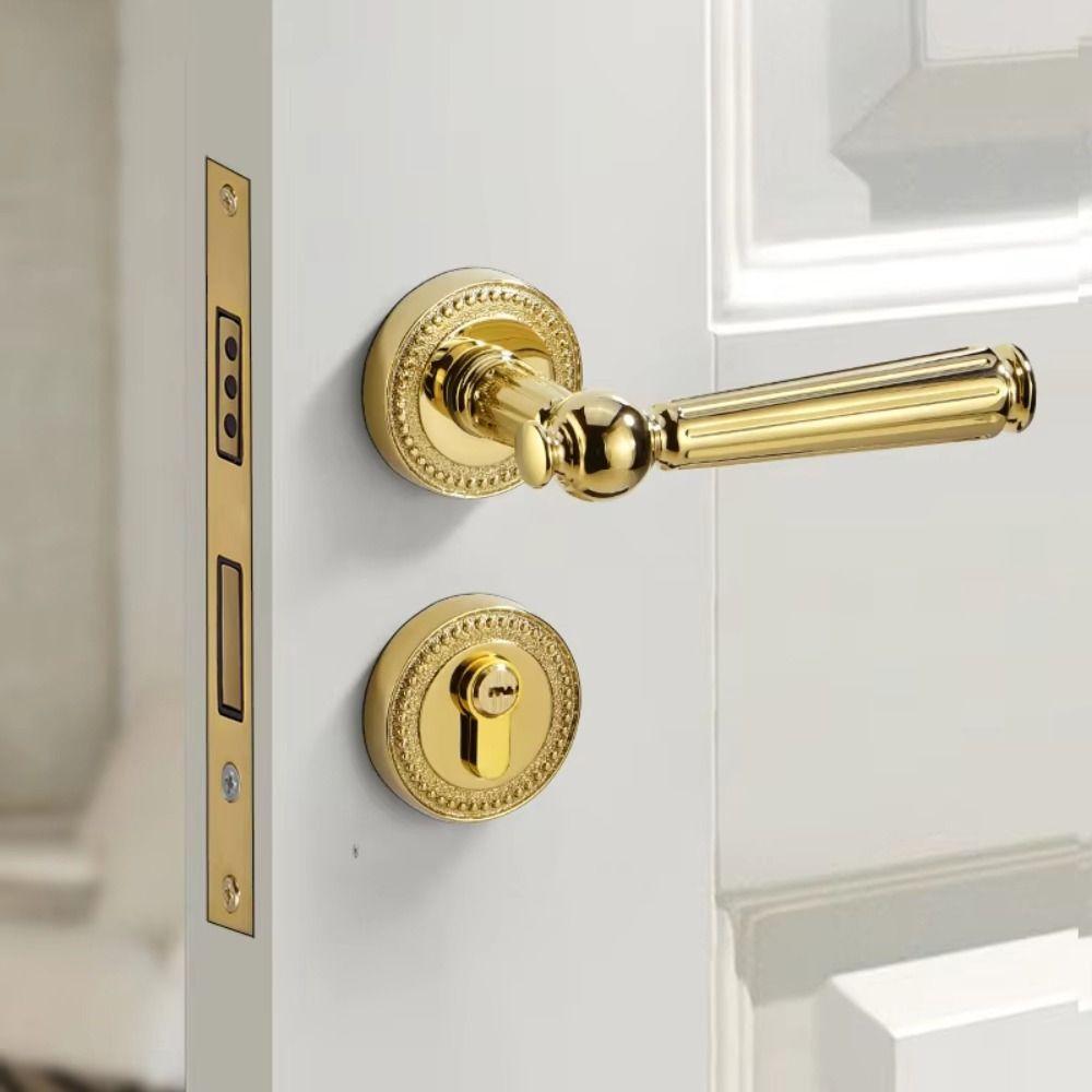Retro Style Magnetic Suction Door Lock Simple Design Wooden Door Handle Split Door Lock  Bedroom