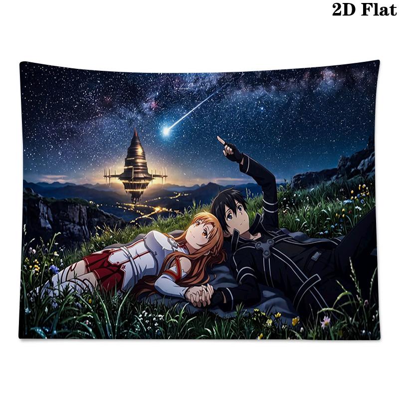 Sword Art Online Wall Tapestry Aesthetic Wall Hanging Printed Fabric Blanket Decorative Tapestries for Bedroom Living Room Home Decor