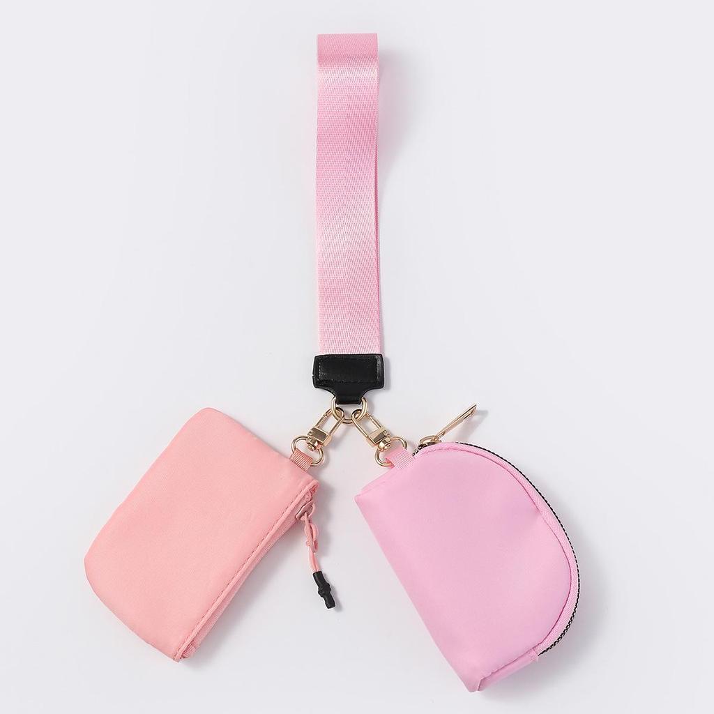 LULU Color Block Waterproof Nylon Coin Purse & Wristlet Key Bag