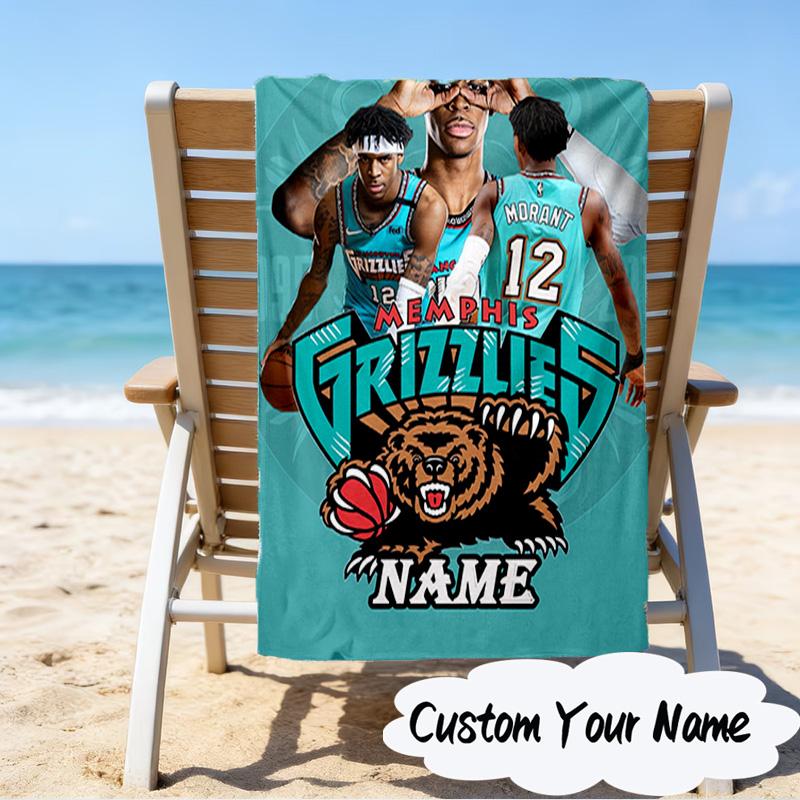 Custom Name Morant Team Spirit Microfiber Beach Towel Super Soft & Absorbent for Bath, Beach, Travel Bath Time Accessory, Fan Gifts