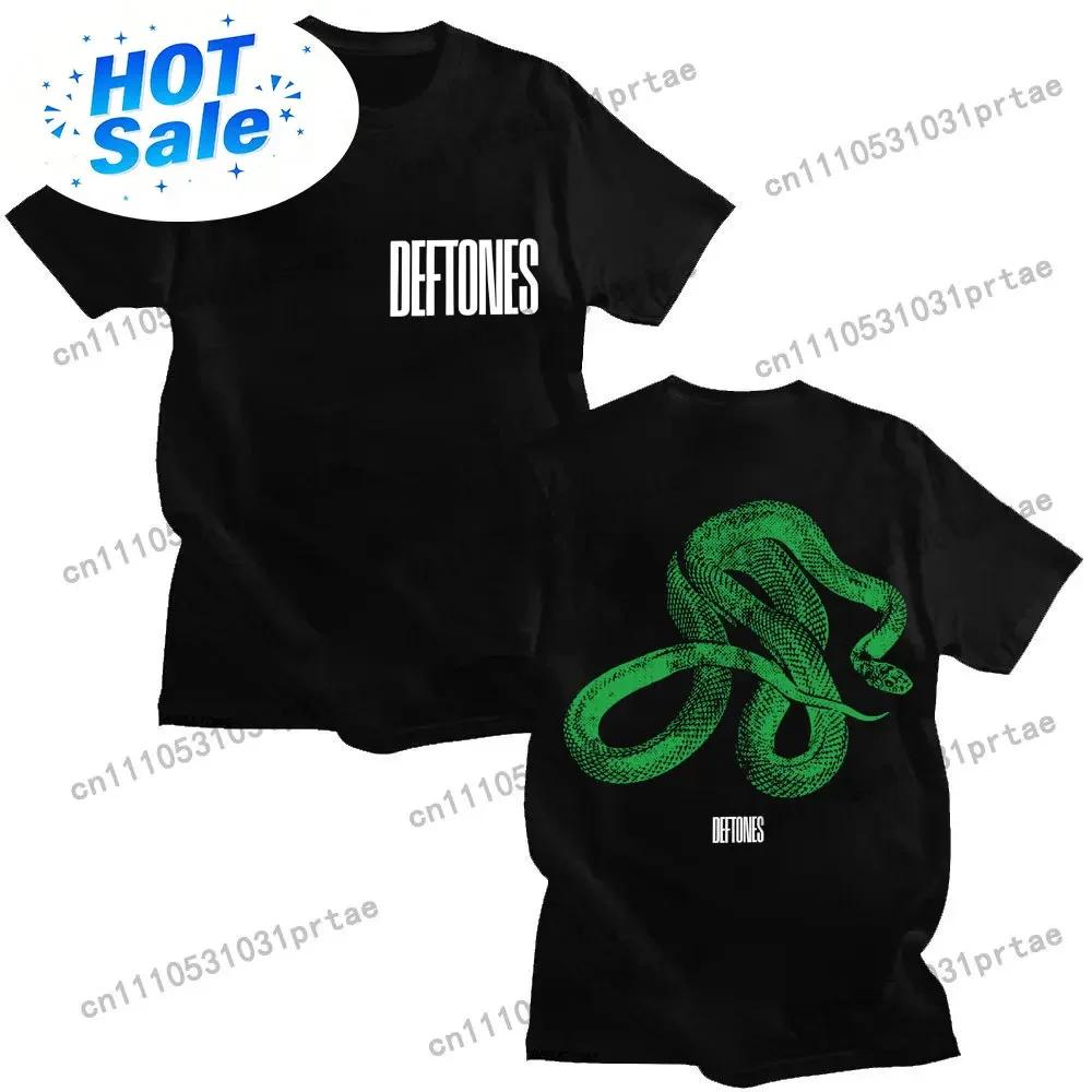 Rock Band Deftones Grünes Schlangenmuster T-Shirt Privates Musikalbum Retro Modetrend Sommerdruck 100% Reine Baumwolle T-Shirt