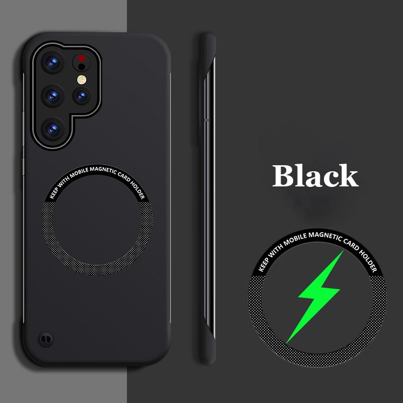 Ultradunne Magnetische Frameloze Case Voor Samsung S25 S24 Ultra S23 Plus S22 S21 FE S20 Draadloos Opladen Schokbestendig Hard PC Cover For S24 Plus
