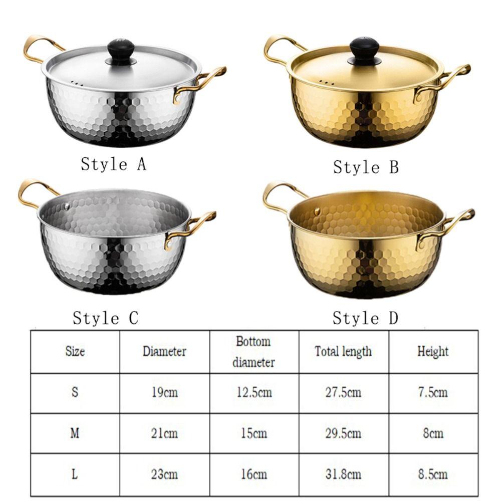Stainless Steel Soup Pot Double Handle Milk Pot Hot Pot Korean Ramen Pot  Induction Cooker
