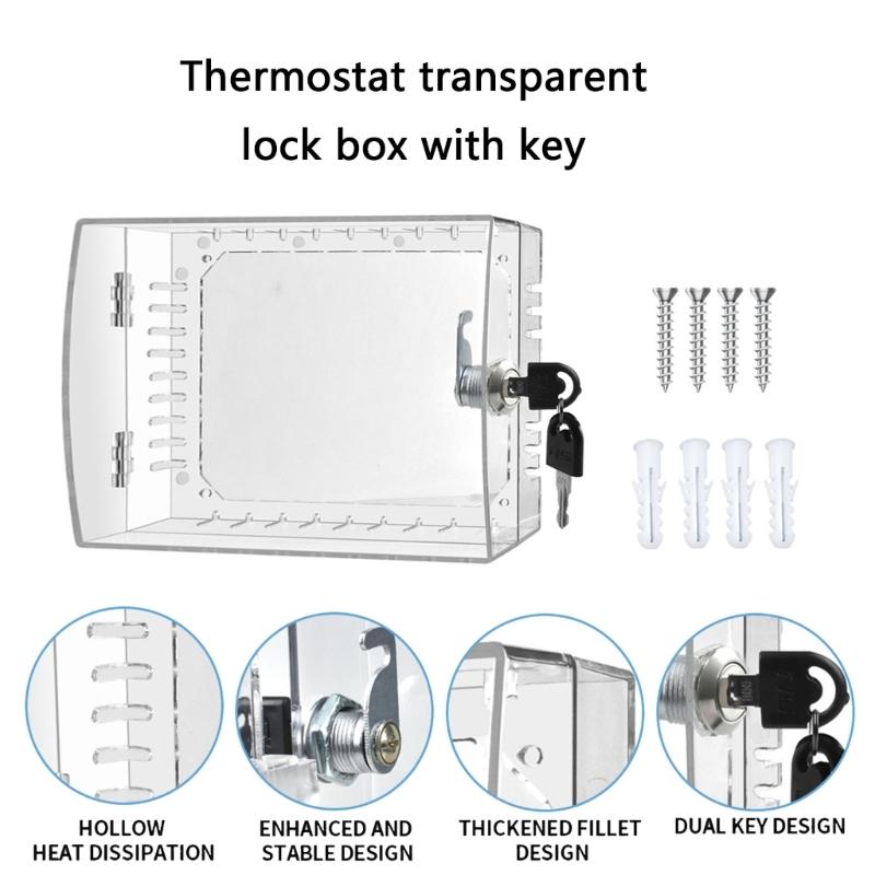 Clear Thermostat Lock Box With Key Lockable Thermostat Protective Cover Replacement Guard for Thermostats on Wall