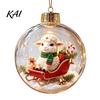 Decorative Hanging Balls Glowing Christmas Story Ornament, Light?Up Mini Holiday Scene Ball with Warm Living Room Ornaments LED Light, Clear Plastic