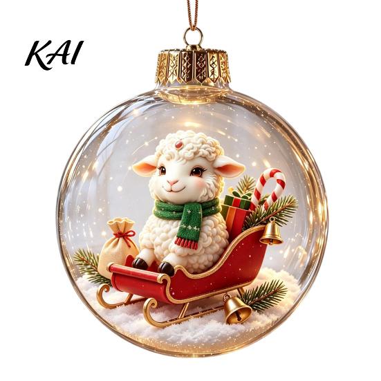 Decorative Hanging Balls Glowing Christmas Story Ornament, Light?Up Mini Holiday Scene Ball with Warm Living Room Ornaments LED Light, Clear Plastic