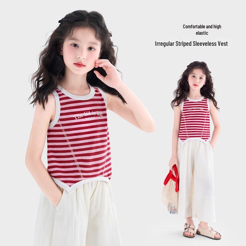 Girls Striped Asymmetrical Hem Tank Top US 10