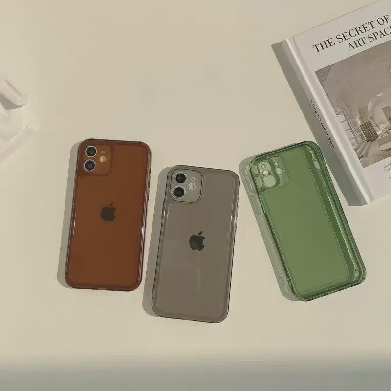 Transparent Simple Pure Color Case for iPhone 15 Pro Max, Apple 12, 14, XS - Japanese & Korean Style