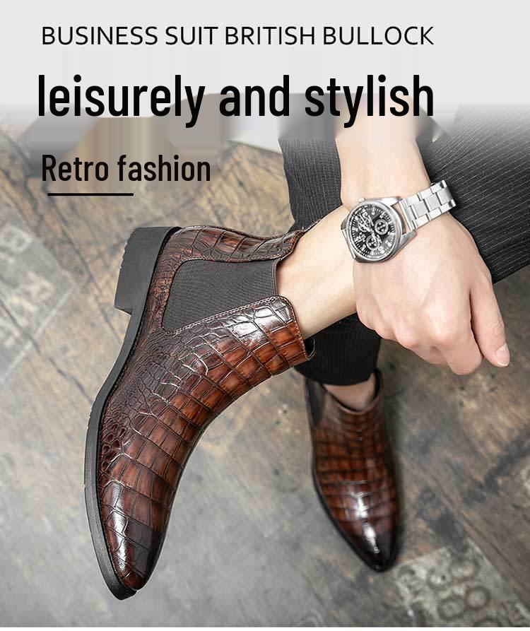 Men's Korean Style Pointed Toe High Top Leather Boots with Zipper - Autumn/Winter Collection