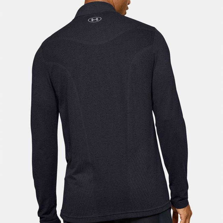 Under Armour Seamless 1/2 Zip Long-Sleeve Sports T-Shirt Men Tops Black 1351452-001