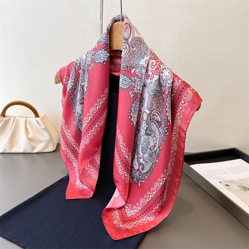 New Paisley Print Silk Scarf For Women Square Hijab Soft Neck Tie Female Fashion Decoration Silk Headscarf 70*70Cm Kerchief