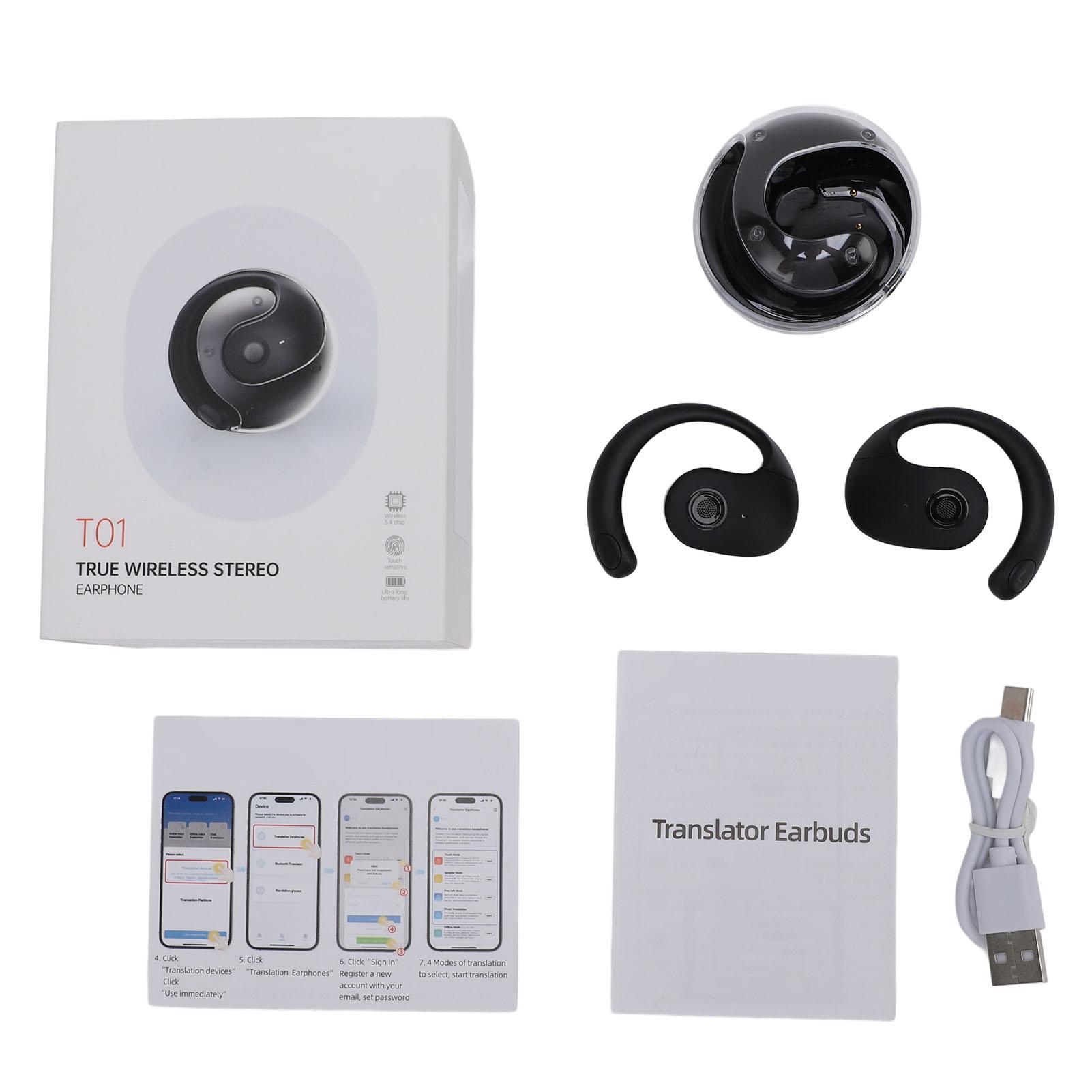 

Language Translator Earbuds High Sensitivity Translation Earbuds Music 144 Online Languages Translation with APP for Travel чёрный