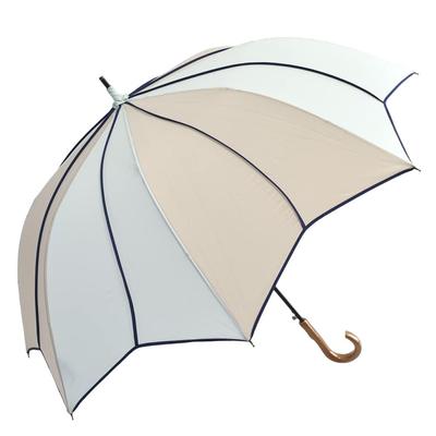 Large Flower Long Difficult To Get Piping Blue X [Chinoiserie Modern] Umbrella, Women's, Motif, Umbrella, Deep, Wet, (Light Mocha)