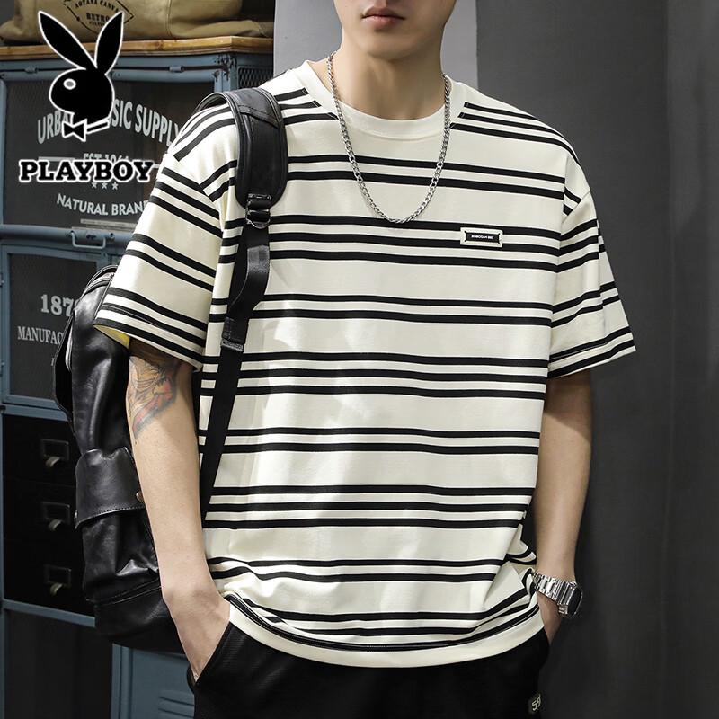 PLAYBOY Men s Striped Short Sleeve T-Shirt 3XL