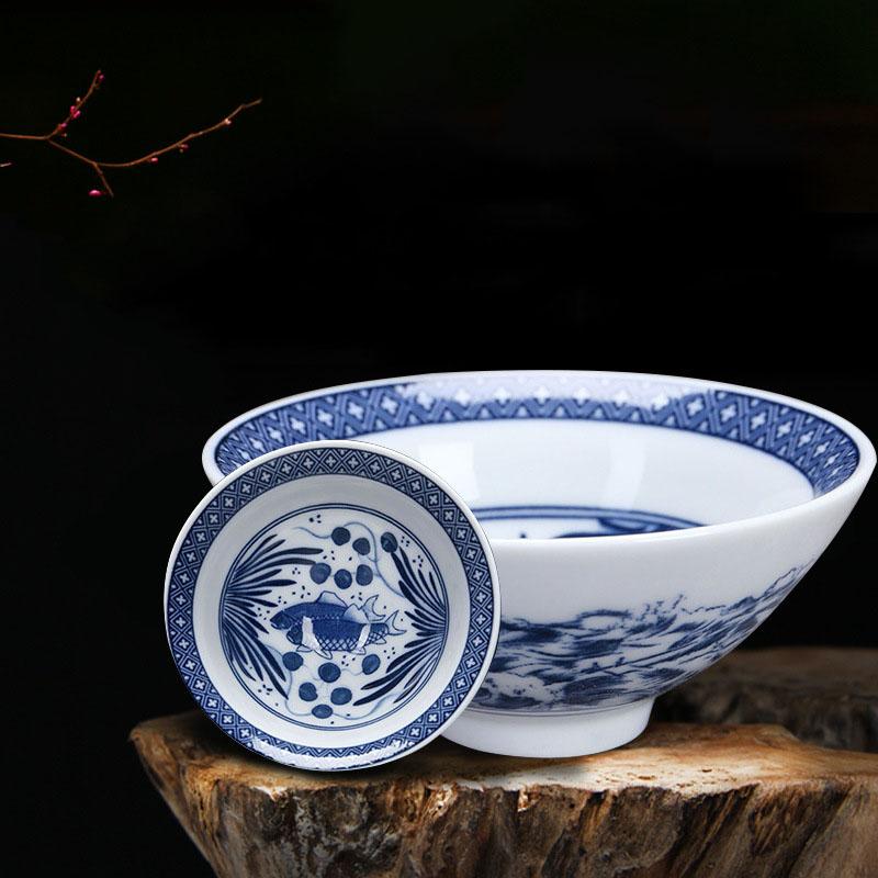 Čínský modrobílý porcelánový šálek na čaj Ručně malovaná čajová souprava Malá čajová miska Šálky na květinový čaj Čajové příslušenství Nápojové sklo Velkoobchod