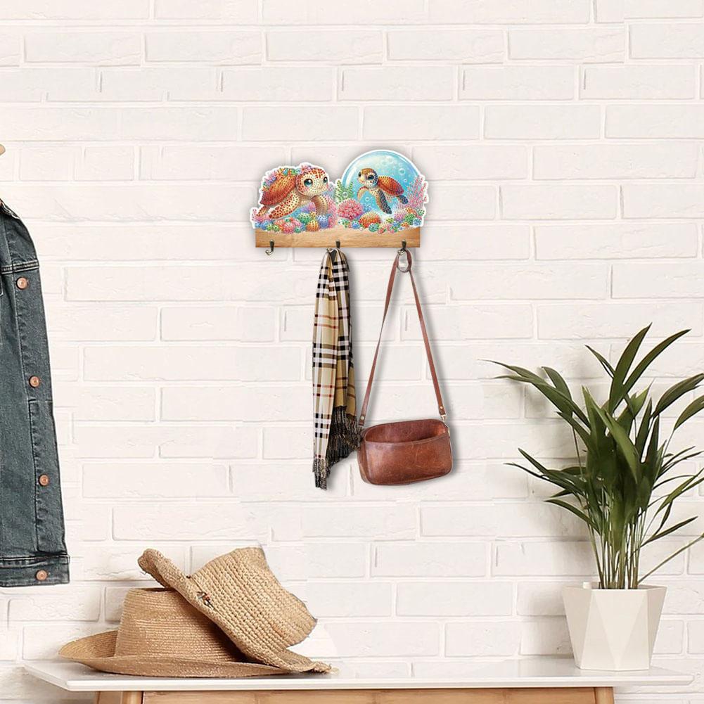 Sea Turtle Wood DIY Diamond Painting Hanging Hook No Hole Punching Wall Decor