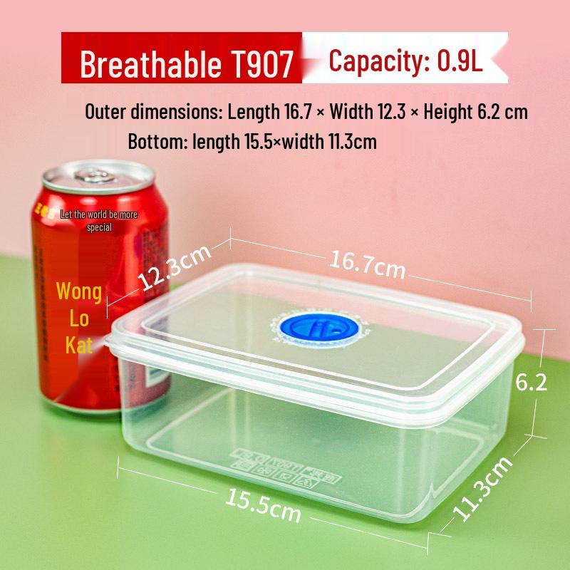 0.9L Rectangular Microwave-Safe Transparent Plastic Lunch and Storage Box