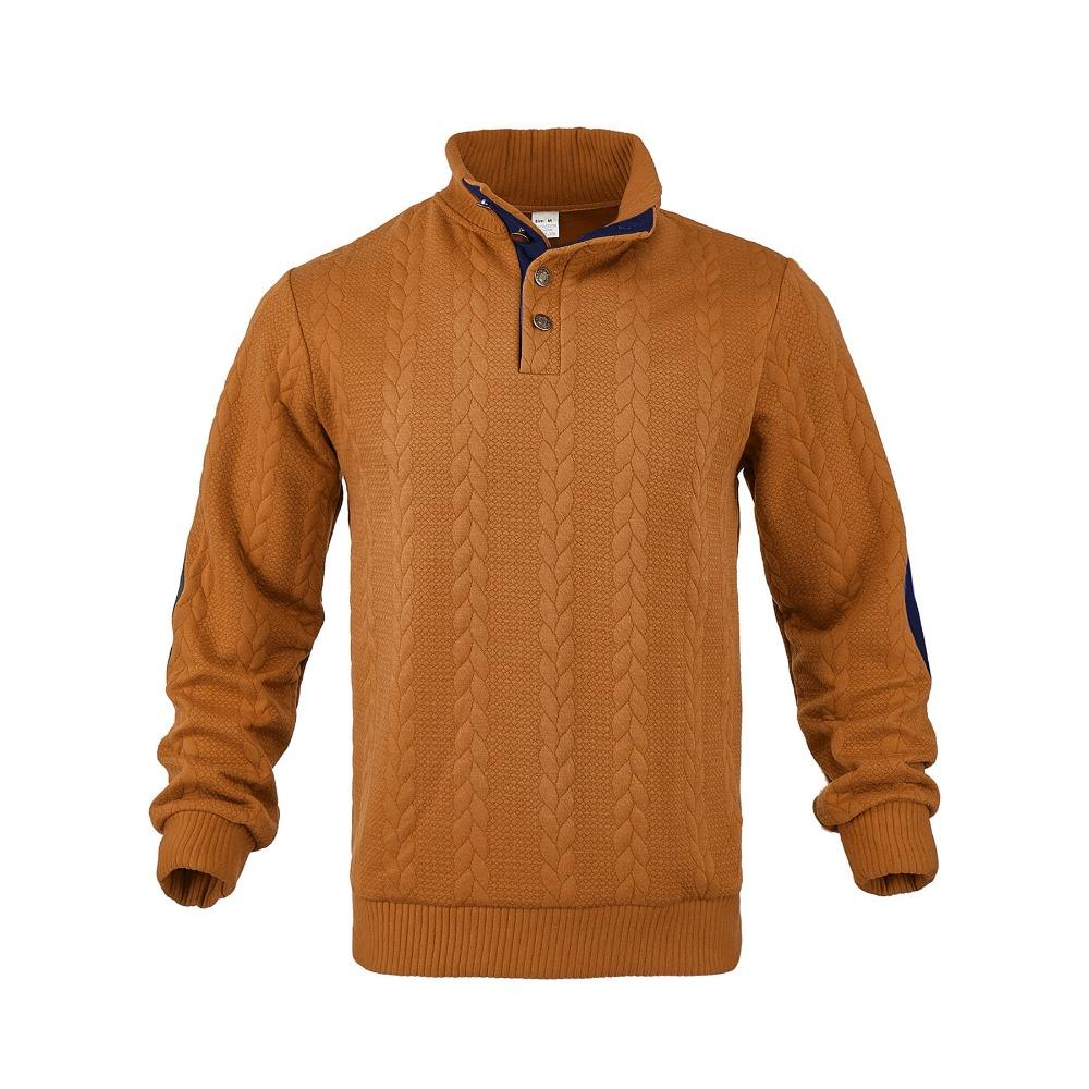 Frühling/Herbst Schwergewicht Jacquard Herren Button-Down Stehkragen Patchwork Henley Langarm Casual Sweatshirt