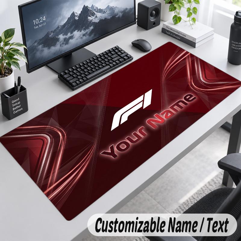Custom Name Text Mouse Pad F1 Personalized Desk Pad For Work And Gaming