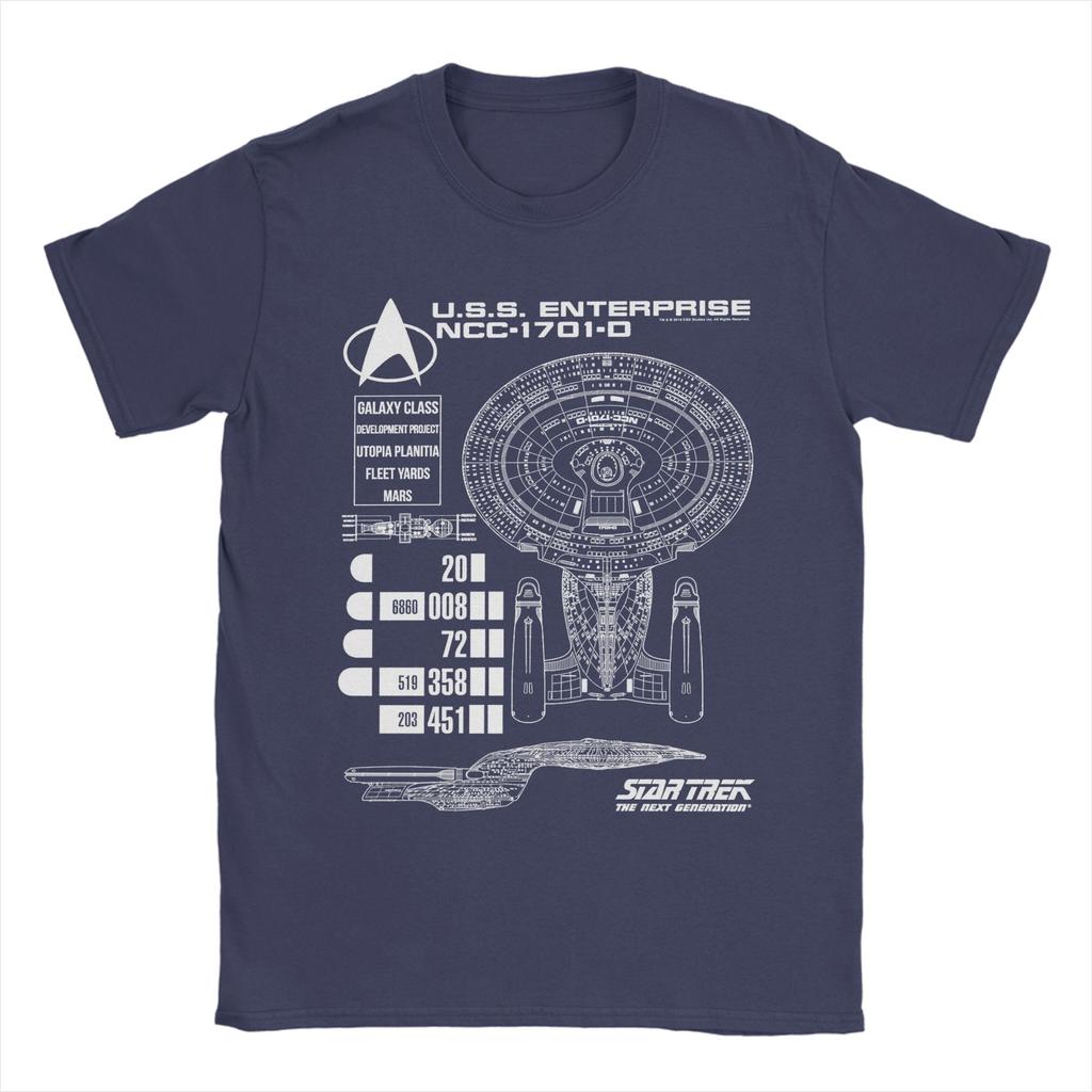 Stars Treks Next Generation USS Enterprise Schematics T Shirts Mens  Pure Cotton TShirts Tee Shirt Short Sleeve Plus Size