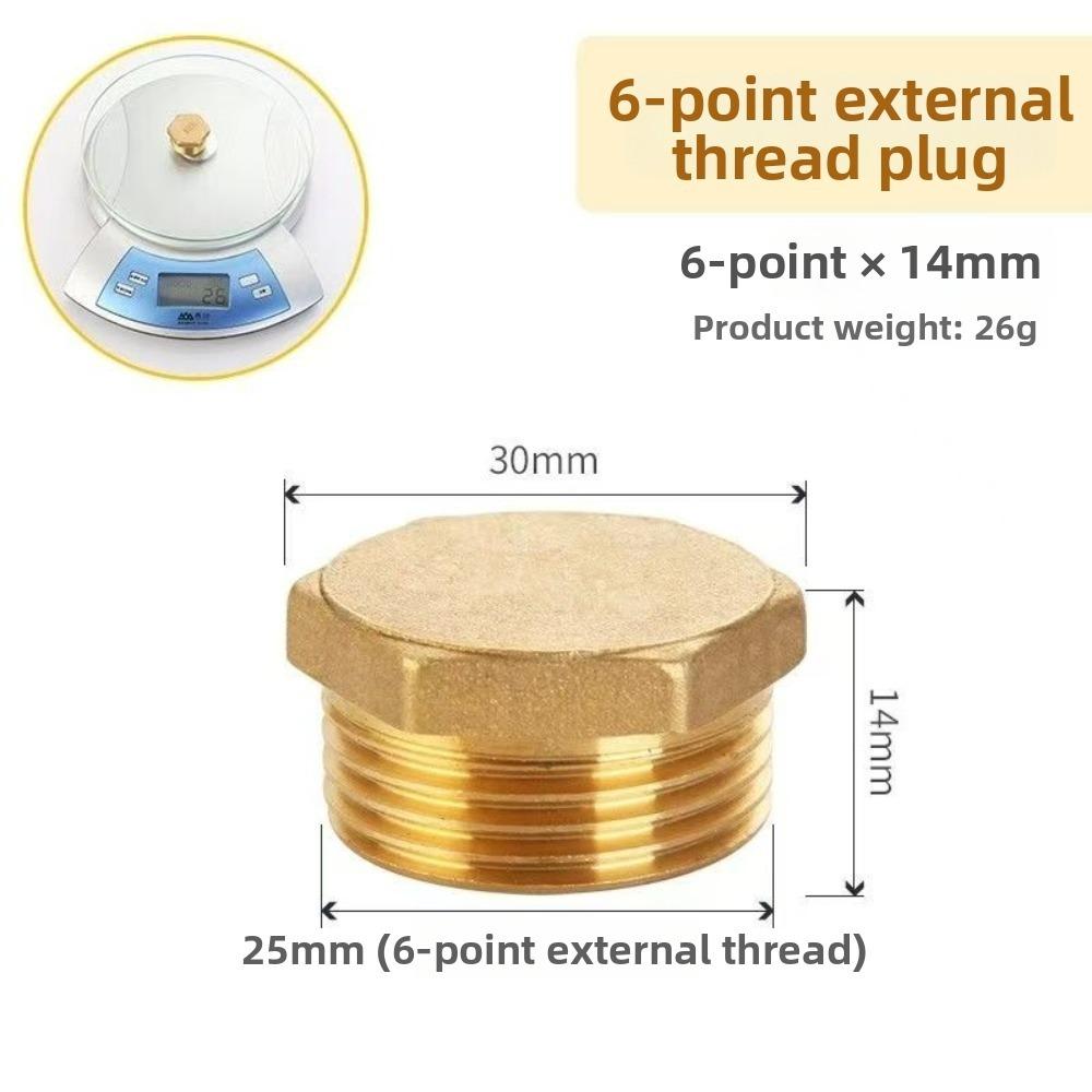 Brass Threaded Pipe Plug Threaded Hex Head Blind Stopper Pressure Resistant Corrosion Resistant Pipe Connector Plumbing Fitting