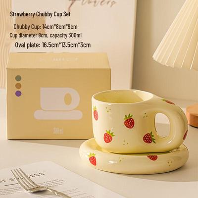 Hand-Painted Strawberry Ceramic Coffee Set