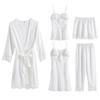 New Women's 5-piece Set Bridal Bridesmaid Wedding Dress Women's Pajamas White Kimono Pajamas Rayon Casual Pajamas Home Clothes
