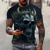 Summer Round Neck 3D Skull Graphic Print Top Fashionable Casual Short Sleeved Men's T-shirts