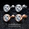 Rose Gold 925 Sterling Silver Moissanite Bubble Stud Earrings - Unisex Fashionable Classic Screw Back