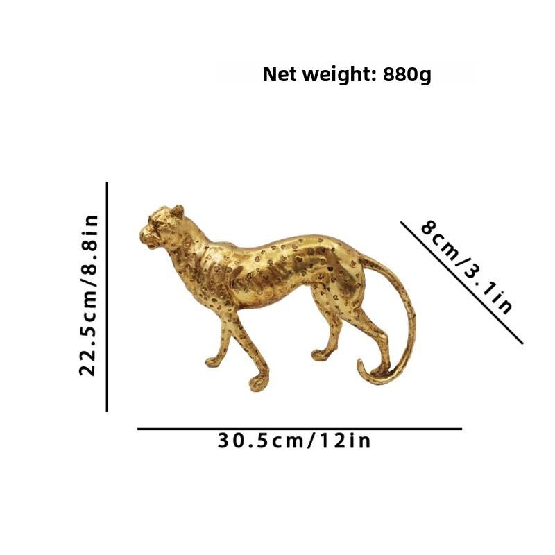 Resin Cheetah Decor Figurine With Antique Finish For Living Room Or Desk
