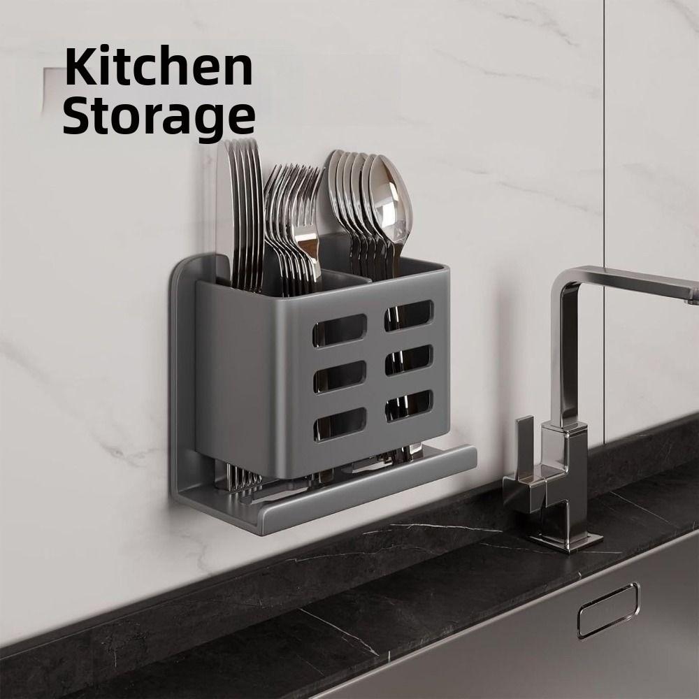 Self Adhesive Wall Mounted Toothbrush Holder No Punching Shaver Storage Stand Utensil Rack  Kitchen