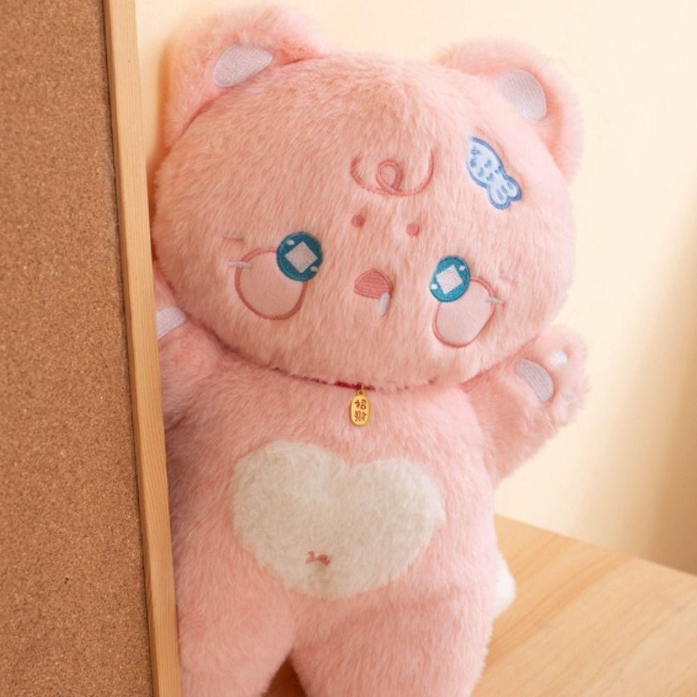 Standing White Cat Plush Pillow Attract Wealth Black Cat Plush Doll  Birthday Christmas