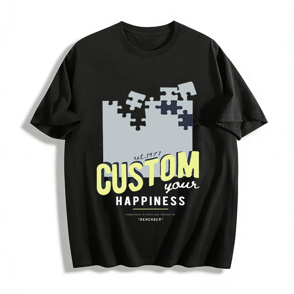 Est 1971 Custom Puzzle Graphic Print Casual Crew Neck T-Shirt Pure cotton T-shirt XXS